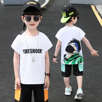 

Fashion Kids Boy Summer Outfits Cotton Teenage Boys Clothing Casual Suit Children Short Sleeve Tshirt Shorts Clothing Set 4-13 y