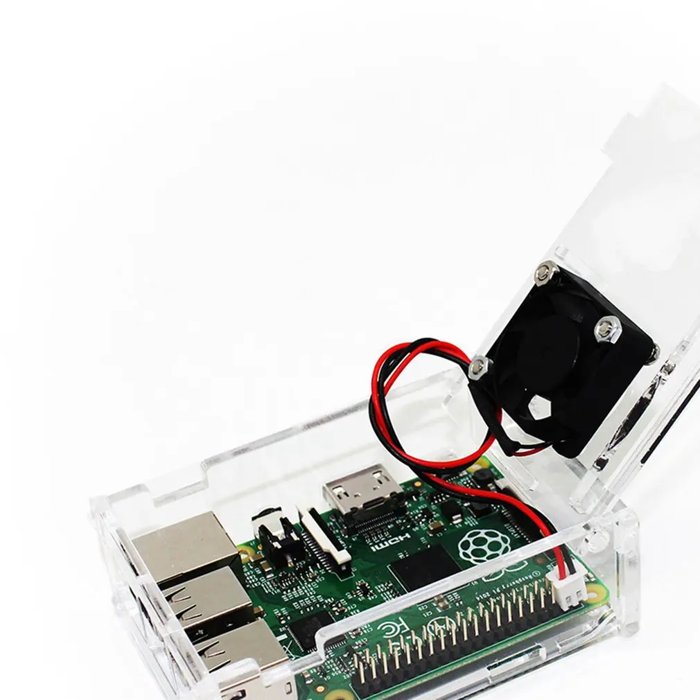 Корпус Raspberry Pi с вентилятором 2/3 поколения Raspberry Pi Модель 3b+ акриловая сборка шасси коробка