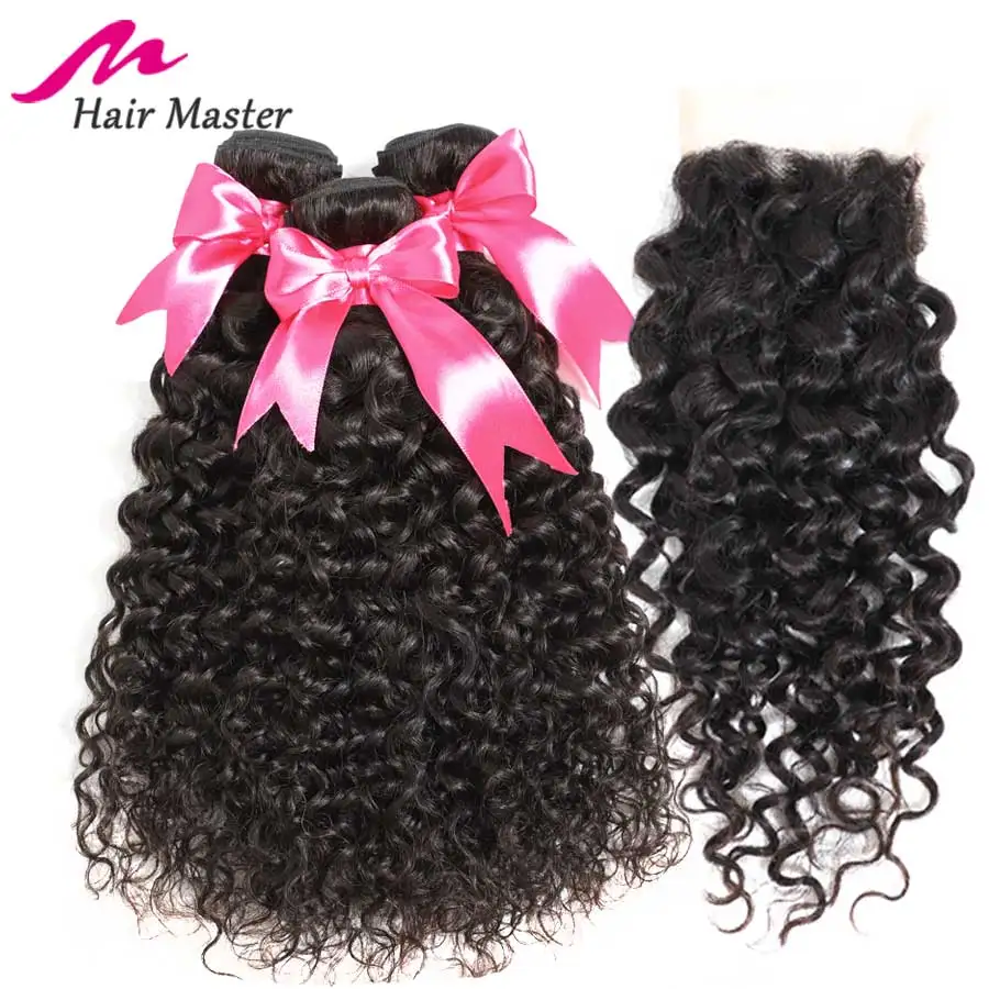 Волосы Master водная волна пряди с закрытием бразильские волосы волнистые Remy