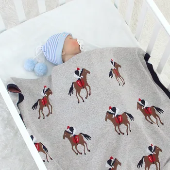 

Cartoon Horse Baby Blanket Knitted Newborn Blanket Stroller Wrap Infant Swaddle Kids Inbakeren Stuff For Monthly Toddler Bedding
