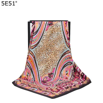 

Fashion Women soft satin brand scarf / Paisley Leopard Printed quare silk scarves 100cm / Gifts Furoshiki Table Cloth