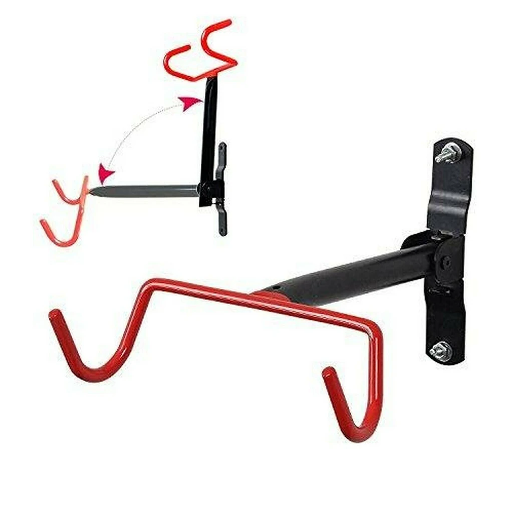 Heavy Duty Bike Mount Hanger Rubber-Coated Hook Garage Bicycle Store Rack Stand & Mounting Screws for Bike Secure Stable Hanging