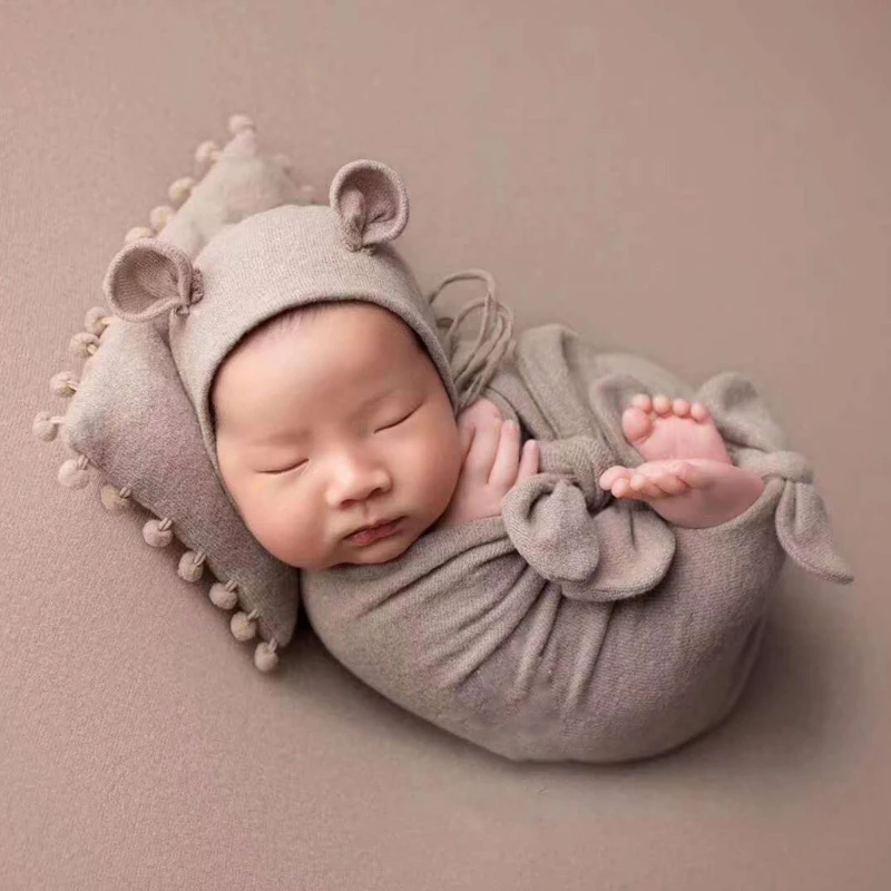 Newborn Soft Sleeping Bag Pillow Bow-knot Wraps Blanket Photography Props Hundred Days Photo Props baby sleeping bag