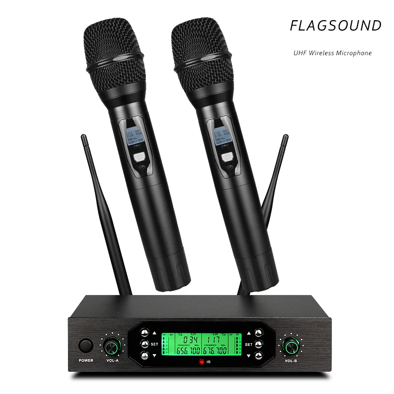 

Flagsound Профессиональный UHF беспроводной микрофон Система автоматический ручной микрофон Регулируемая частота 100 м получить церковь Mik