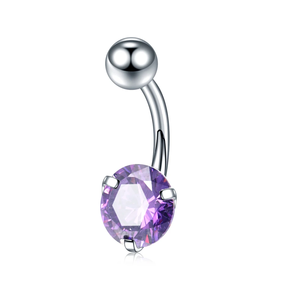 A purple gem 1 шт./лот Циркон Кристалл пупка кольцо внутренняя и внешняя резьба дизайн стальной пупок пирсинг пупка Сексуальная Пирсинг Oreille - Окраска металла: A purple gem