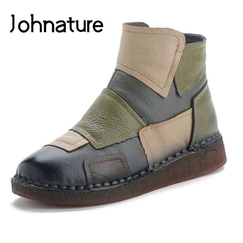 Johnature/ботильоны из натуральной кожи Новинка 2020 года сезон осень зима женская