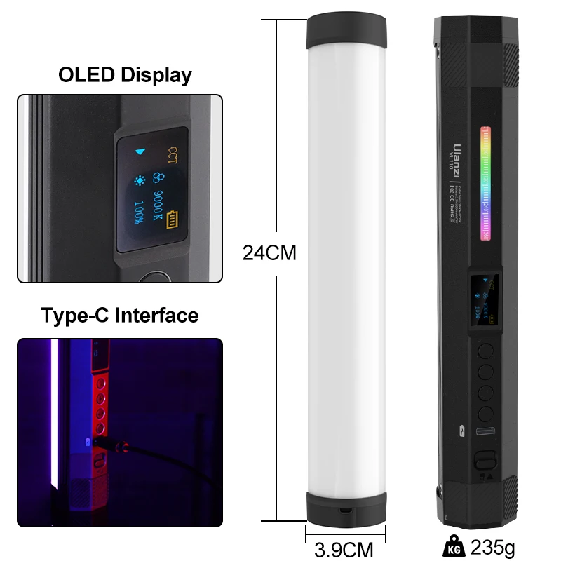 Ulanzi VL110 RGB Tube Photography Lamp 2500-9000K 2600mAh Rechargeable Portable Studio Camping Fill Lighting Kit For Youtube — view 2