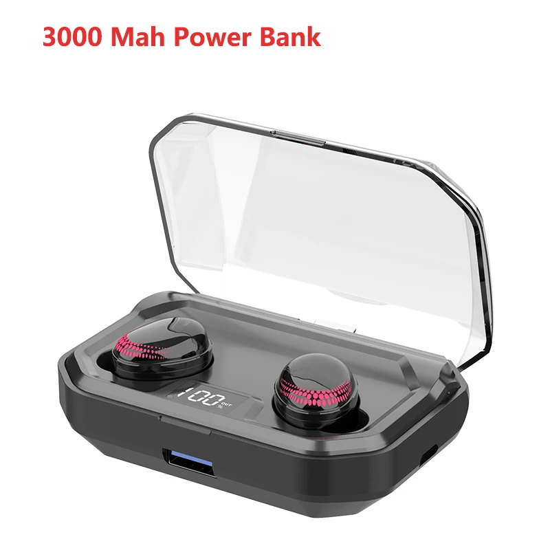 X10 TWS Pro Bluetooth V5.0 беспроводные наушники 8D стерео спортивные наушники гарнитура с зарядной коробкой микрофон для iPhone Xiaomi - Цвет: Black