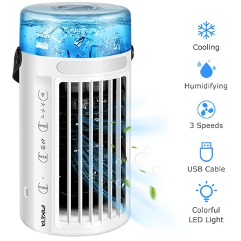 

IMIKEYA Portable Air Cooler 4 in 1 Mini USB Air Conditioner Fan Desktop Cooling Fan with 3 Speeds for Home Room Office