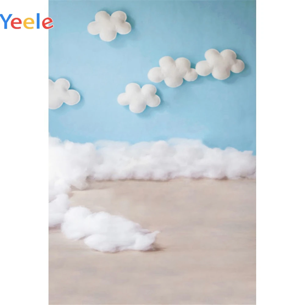 

Yeele Baby Shower Birthday Blue Board Clouds Vinyl Background Photography Backdrop Studio Shoots for Decoration Customized Size