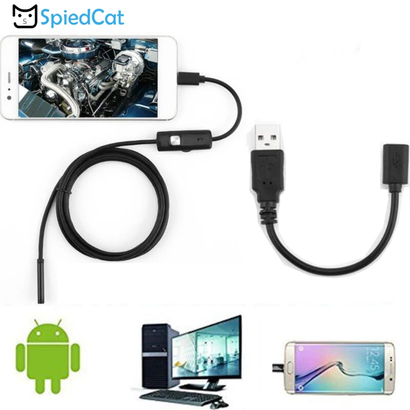 SPIED CAT 5M soft Cable 5.5mm Mini Lens Endoscope Snake Pipe Inspection Android USB Borescope Camera For Android Phone PC