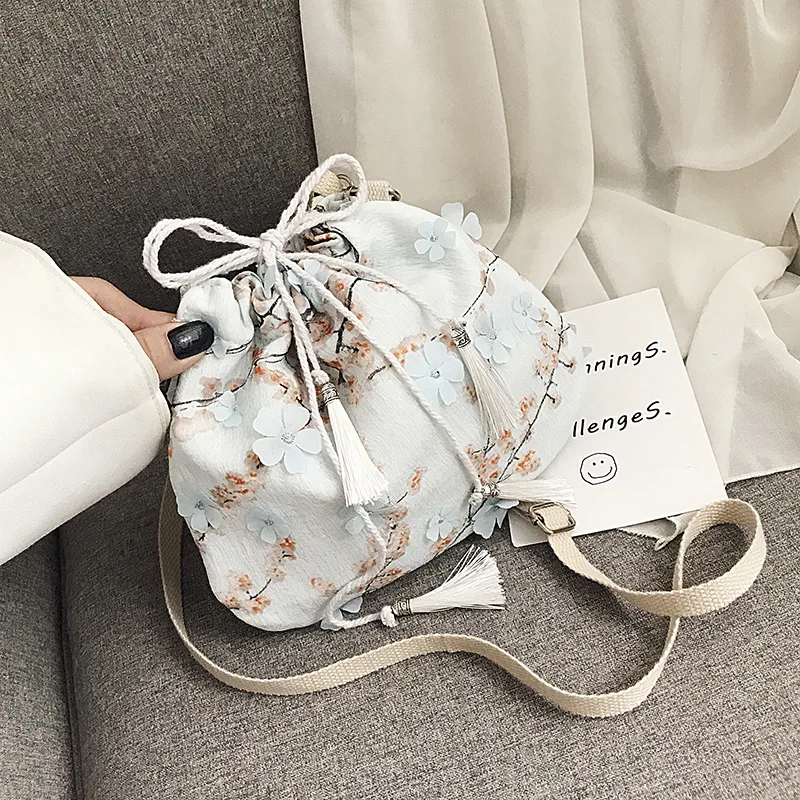 

New Style Origional Handmade Fabric Lace Fairy Bag Antique Style Chinese Clothing Bag Tassels Shoulder Shoulder Bag/ Hand Bag WO