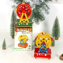 Новая Деревянная Расписная Рождественская музыкальная шкатулка Рождественский детский подарок настольные украшения для дома