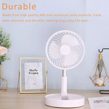 

Telescopic Mini Fan USB Rechargeable Student Fan Adjusted Portable Pedestal Fan 4 Modes White Foldable USB Fan For Home Office