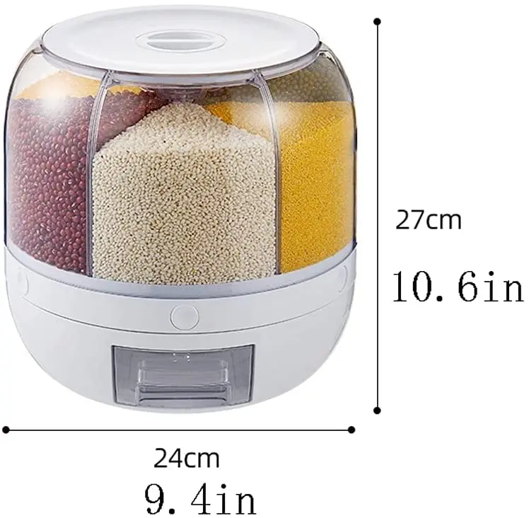 VEILTRON 10kg Rice Dispenser with Measuring Cup Grain Storage Bin Storage Box Kitchen