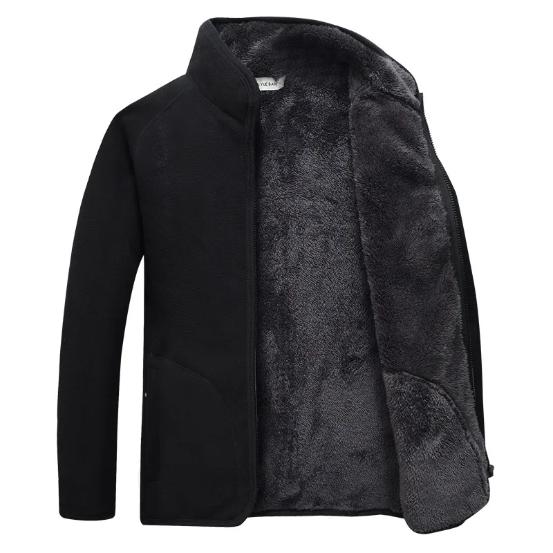 Men Outdoor Plus Velvet Thicken Warm Sports Cardigan Jacket Winter Climbing Riding Hiking Fishing Windproof Thermal Fleece Coat