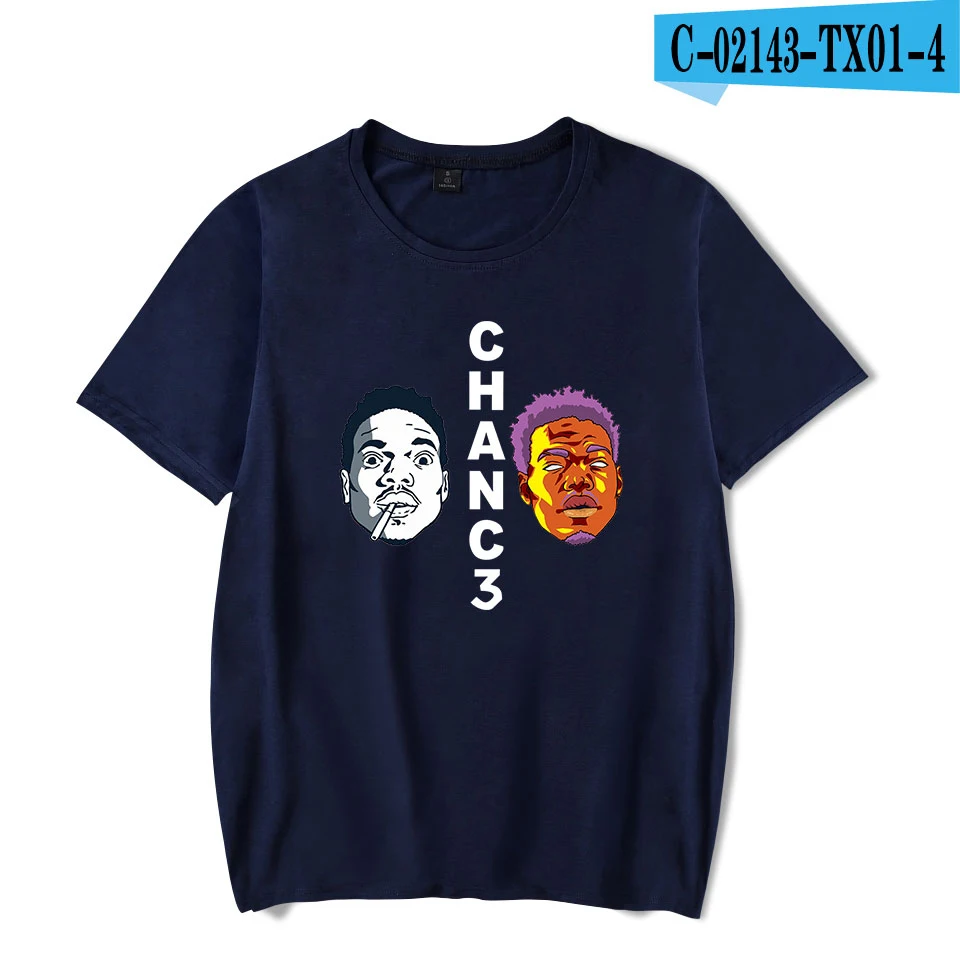 navy blue Модная футболка Chance The Rapper, Мужская розовая летняя хлопковая Футболка Harajuku с коротким рукавом, Новая повседневная футболка с принтом CHANC3 rapper - Цвет: navy blue