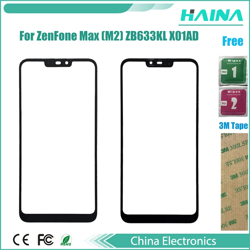 

Glass Lens Replacement Touch Screen For Asus Zenfone Max (M2) ZB633KL X01AD front glass lens panel sensor with tape