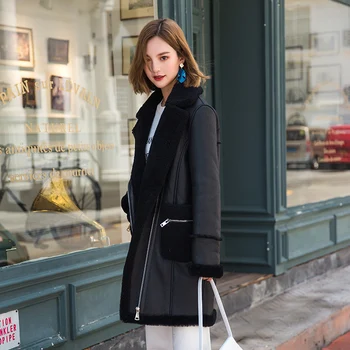 

Genuine Leather Jacket Women Real Fur Coat Women Sheep Sheaing Winter Coat Women Leather Jacket Abrigo Mujer A1905 YY953
