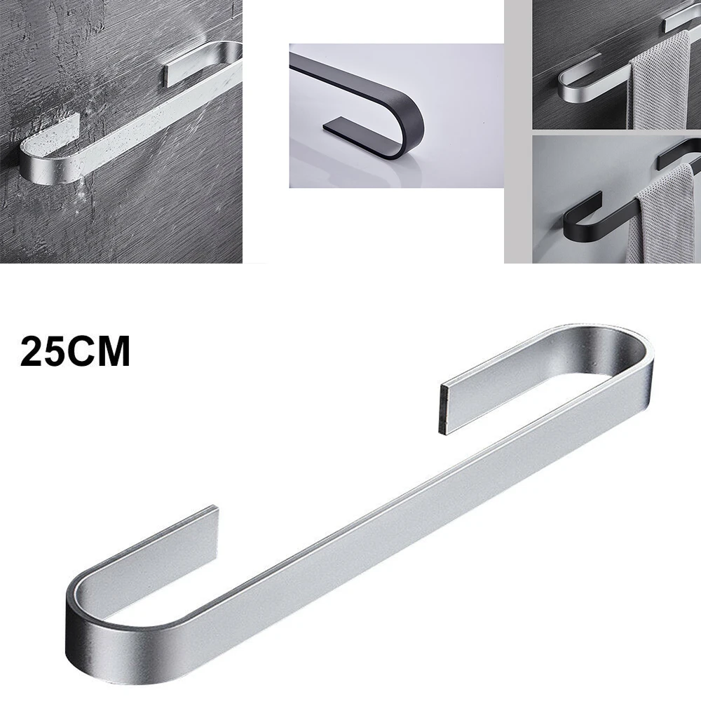 25cm silver Держатель для полотенец, стойка для полотенец, вешалка черного и серебристого цвета, 304 нержавеющая сталь, настенный держатель для полотенец, органайзер для хранения на кухне, полка - Цвет: 25cm silver