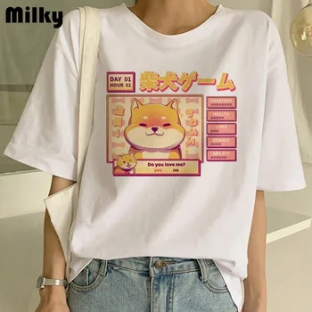 

Cute Shiba Inu T Shirt Funny women Graphic japanese Clothing Tops Ulzzang animal T-shirt Female Tees Harajuku Streetwear