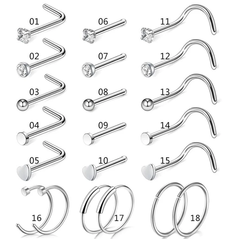 Details about   9pc Nose Hoop Rings Surgical Steel 9 colors 9.5 MM 