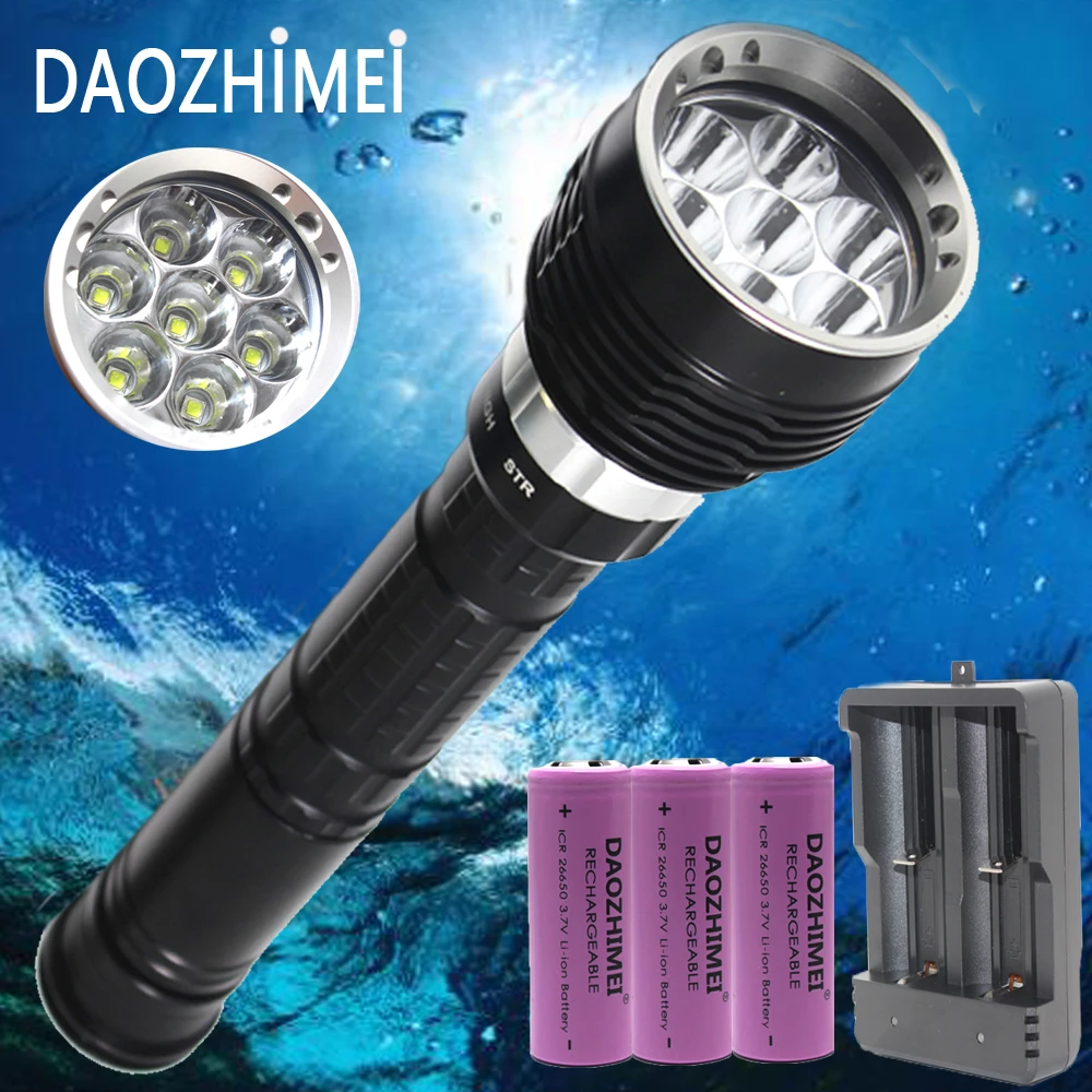 Linterna de buceo profesional L2, luz blanca portátil LED para caza y 8000LM, 100M, XML y antorchas| - AliExpress