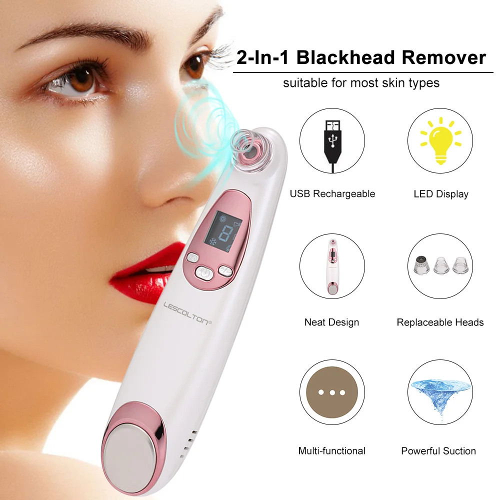 

2-In-1 Electric Blackhead Remover Face Pore Cleanning Beauty Device with Thermal & Cold Suction Device Pimple Removal Tool