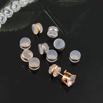 

10pcs Copper Plated Rubber Earring Stud Back Silicone Round Ear Plug Blocked Caps Earrings Back Stoppers For DIY Jewelry Finding