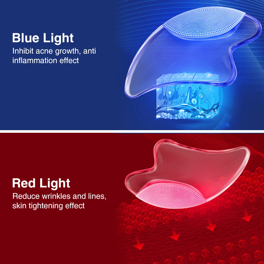  Face Lifting Light Therapy Face Guasha Massage Scraper Facial Cleanser V Shape Beauty Massager Skin