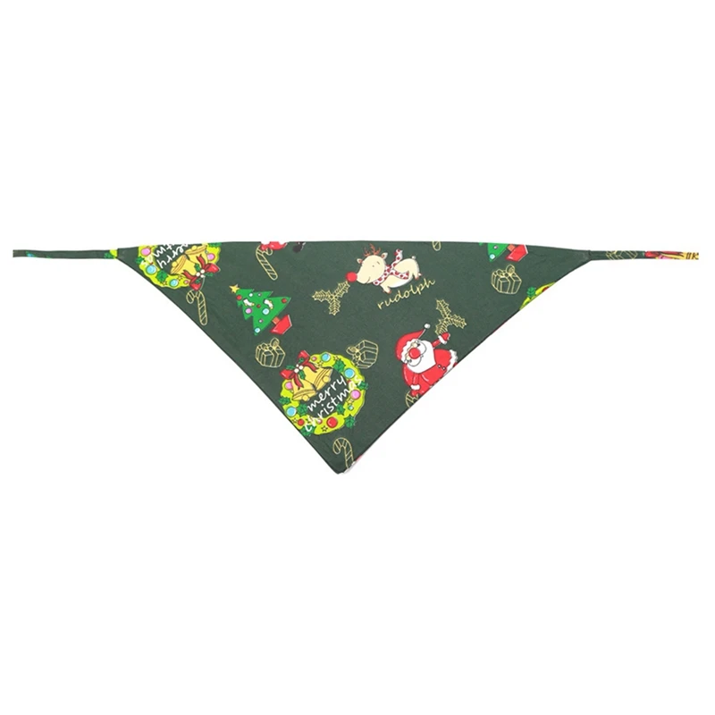  Christmas Dog Cat Bandana Cute Santa Xmas Tree Printed Pet Collar Scarf Handkerchiefs Bibs Washable