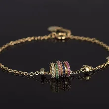 OL стиль модный шарм браслет с цепью Браслеты Высококачественный тонкий 5 с разноцветными кружочками браслет «Радуга» для женщин модные украшения