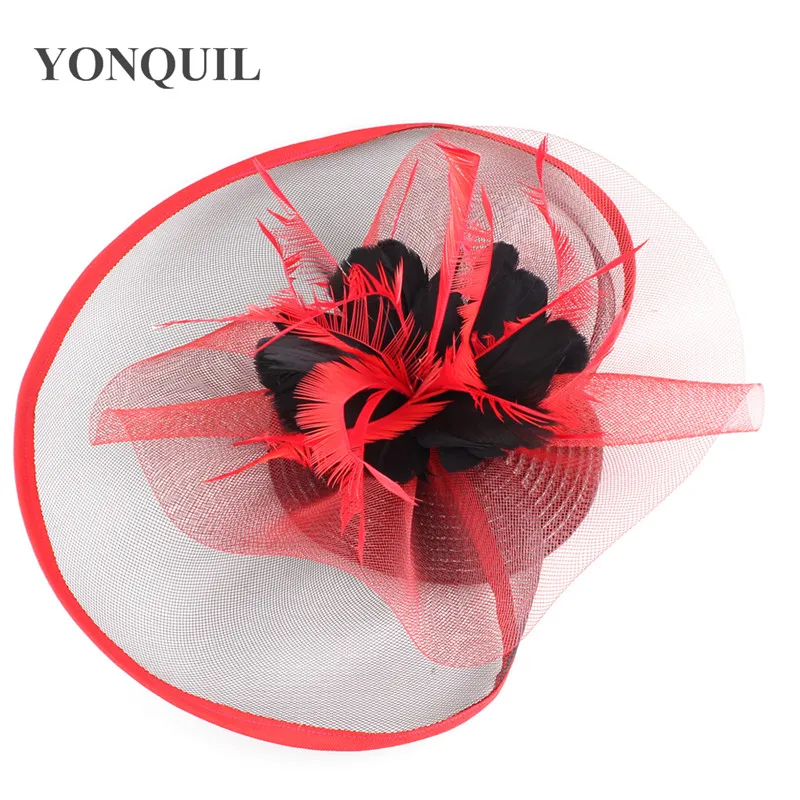 Women Feather Mesh Feathers Fascinator Hats Ladies Elegant Kenucky Derby Cocktail Fedora Hats Elegant Headband hair accessories