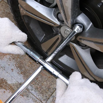 

Thickened Extended Cross 4 Way Folding Portable High Hardness Universal Car Wheel Lug Wrench Heavy Duty Easy Operate Tire Repair