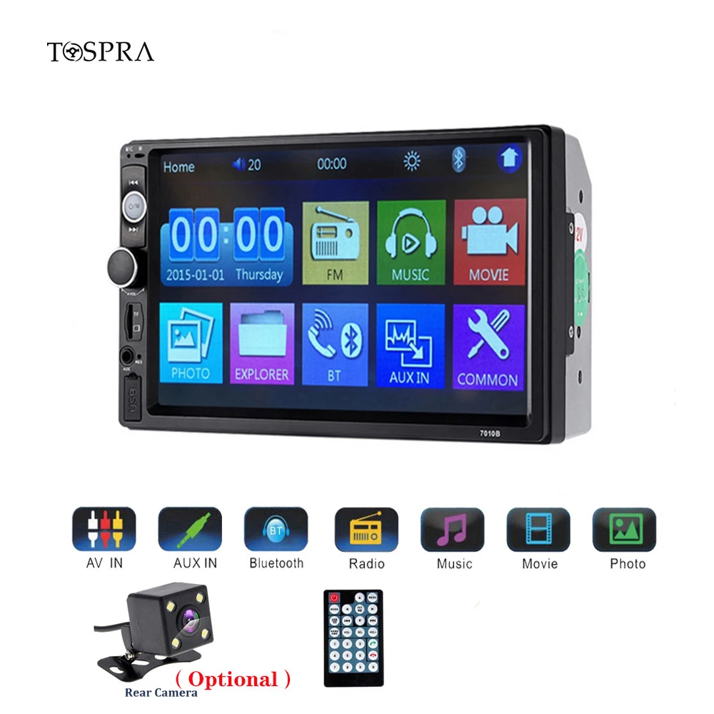 

TOSPRA Universal 2din Car Multimedia Player 7Inch Android Stereo AutoRadio Touch Screen with Rear View Camera For Volkswagen