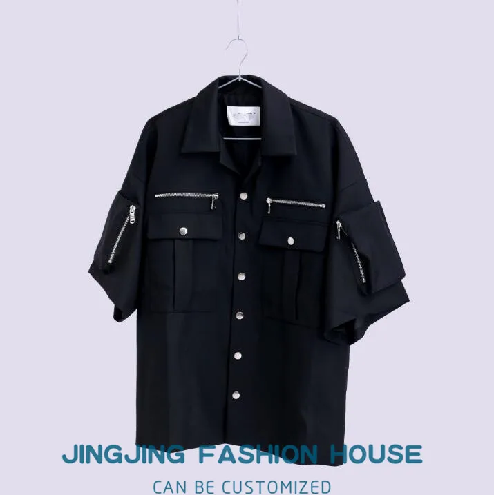 

S-6XL! 2021 мужское силуэта четыре сумки Пелерина функция молнии футболки с коротким рукавом Куртка