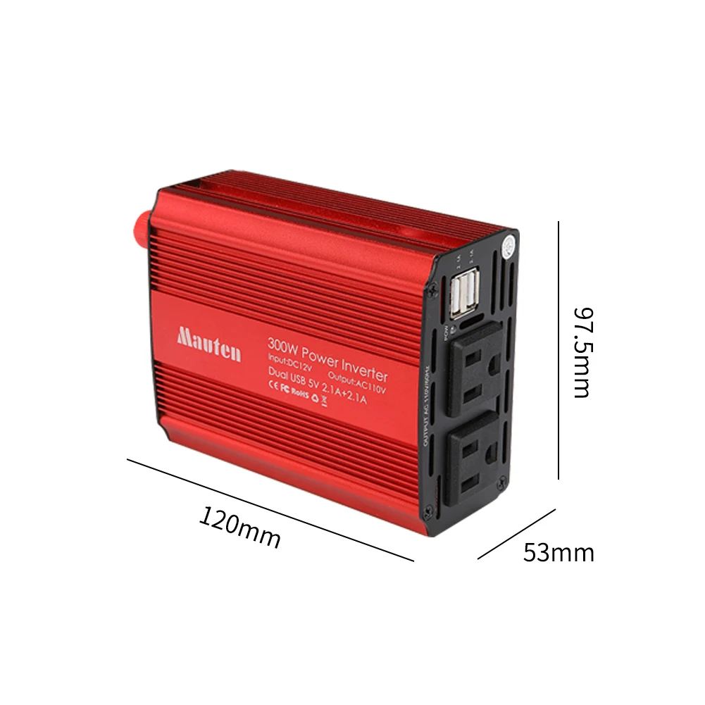 Цифровой с охлаждающим вентилятором двойной USB преобразователь питания контроль температуры автомобильный инвертор алюминиевый сплав прочный универсальный 4.2A