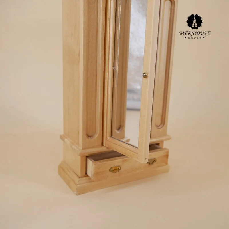 Ob11 Кукольный дом 12 точек Кукольный дом мини мебель спальня ретро дубовый зеркальный шкаф