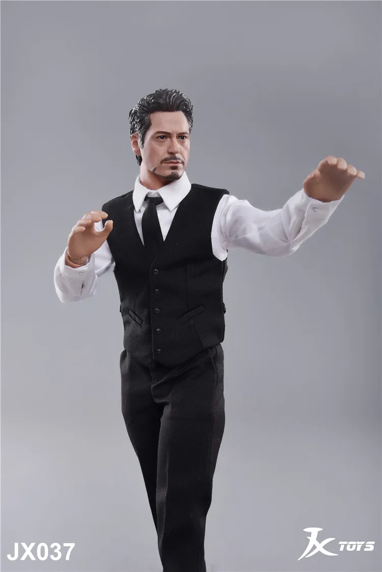 JXTOYS-037 1/6 Scale Male Figure Clothes Vest Suit Iron Man Tony Head Body Gentleman Clothes SModel for 12'' Action Figure DIY