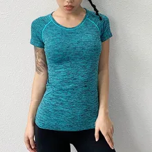 Женская футболка с коротким рукавом тренировка Бег Йога Фитнес Спортивные футболки рубашка Для Бега Йога Топ Спортивная одежда для занятий спортом