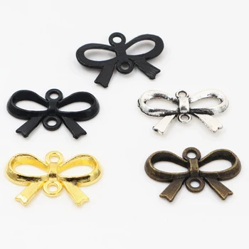 

22x15mm 20pcs Antique Silver Plated /Bronze/Black/Gold Colors Plated Bow Tie Handmade Charms Pendant:DIY for bracelet necklace