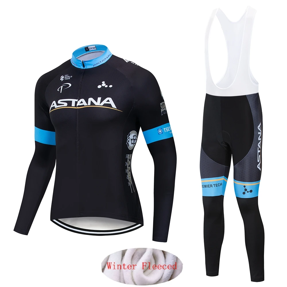 Многоцветный Астана, Майо, Ropa Ciclismo Invierno, зимняя велосипедная Джерси, термальный флис, длинный рукав, комплект одежды для велоспорта, одежда для горного велосипеда - Цвет: Многоцветный