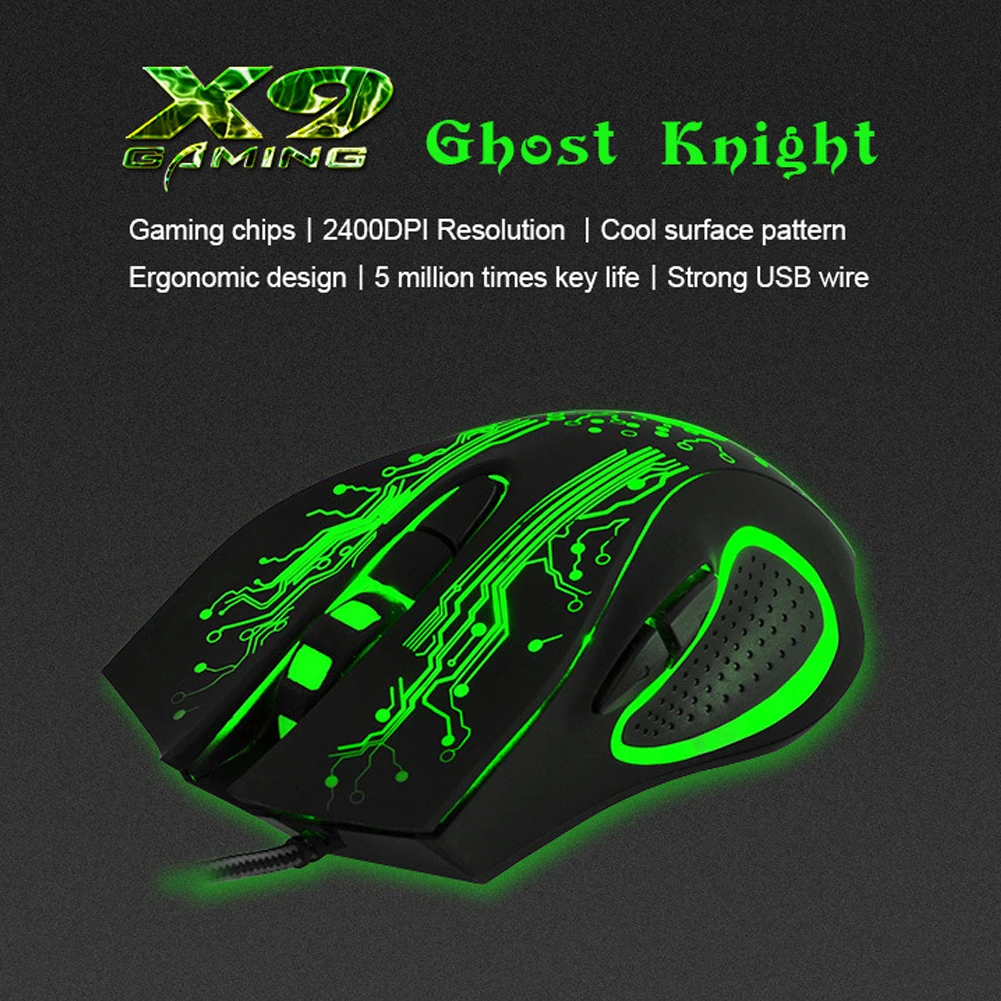 IMICE X9 2400dpi-проводная мышь 6 кнопок USB Эргономичный фотоэлектрический RGB светильник игровая мышь для ПК ноутбук мышь геймер