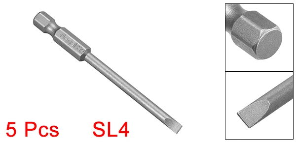 H1or4x75xSL4 5pcs Uxcell шлиц под отвёртку биты 1/" Шестигранным хвостовиком диаметром 50/75 мм Длина Магнитный SL3/4/5/6 головы слота S2 сплав Сталь Электрический воздушный Drils - Цвет: H1or4x75xSL4 5pcs
