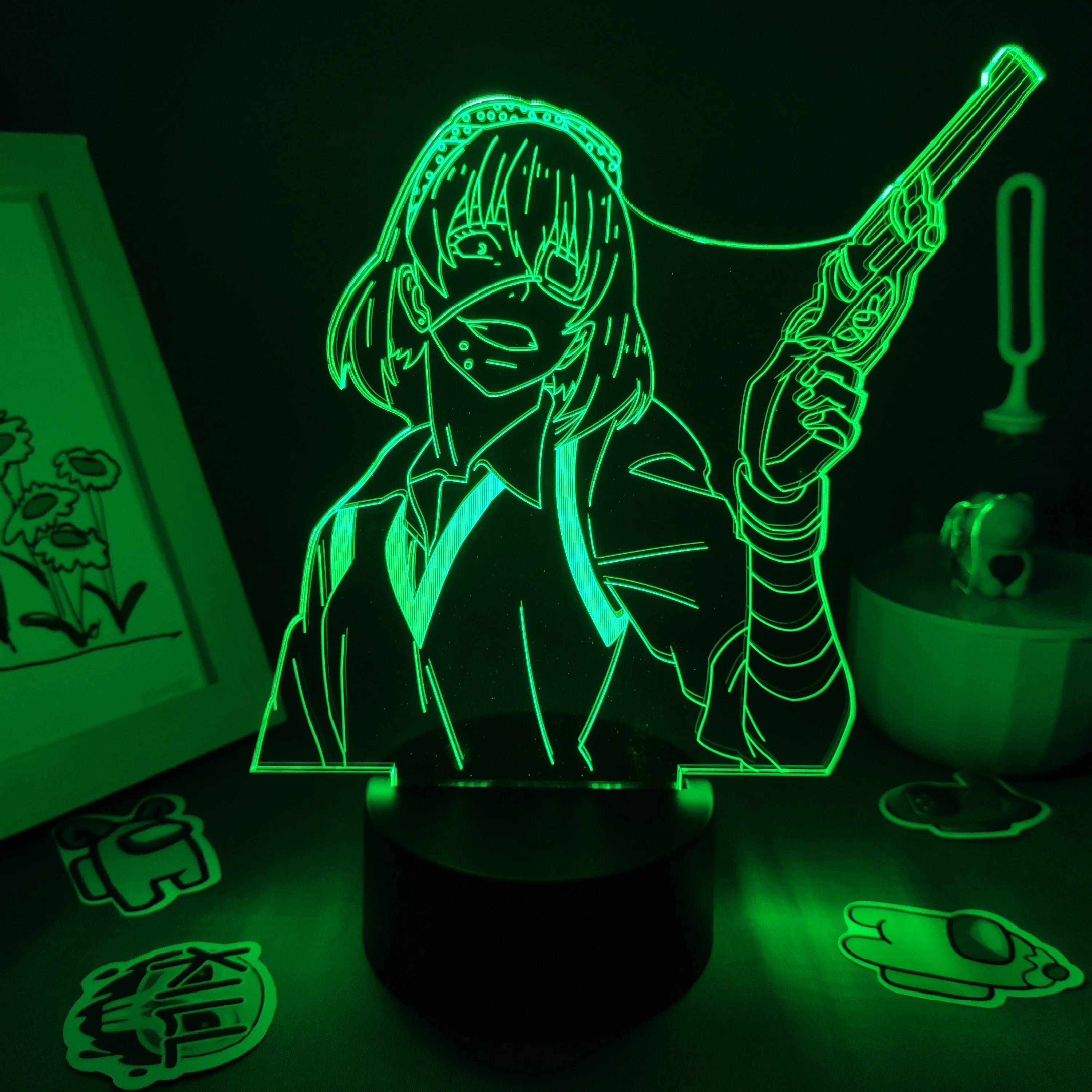 Anime Kakegurui Figure Midari Ikishima LED RGB Night Lights Cool Gift for Friend Lava Lamp Children Bedroom Bedside Table Decor best night light