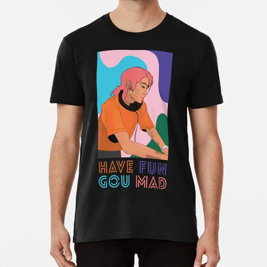 Черный HAVE FUN GOU MAD футболка let it gou to hell have fun gou mad gou just gou it peggy gou house music pop techno - Цвет: Черный