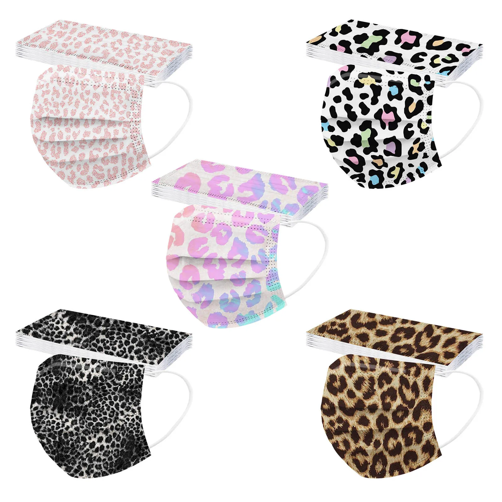 10/50/100pcs 2021 Mascarillas Desechables Adult Three-layer Disposable Dust-proof Leopard Print Mask Masque Маска Для Лица |