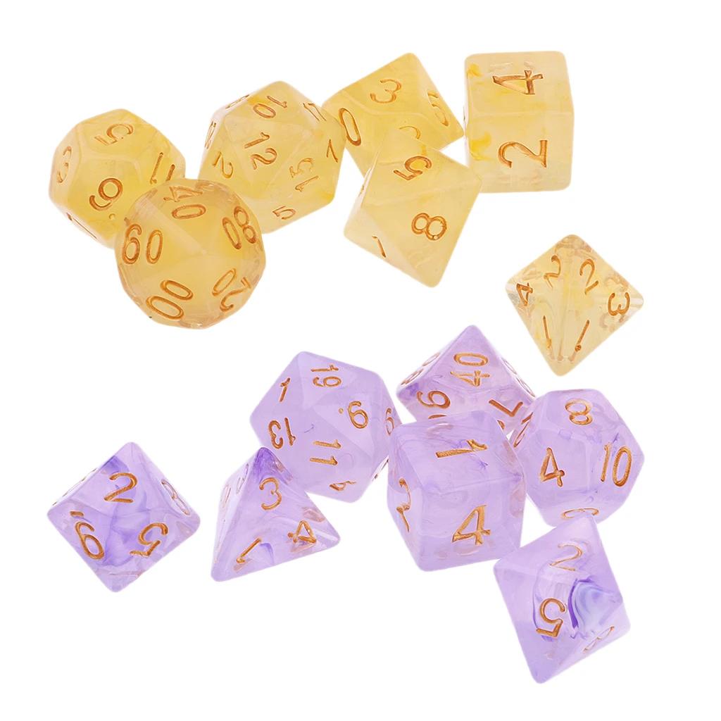 14 шт. D4 D6 D8 игральные кости-многогранники семьи для D \ u0026 D TRPG Кубок игры