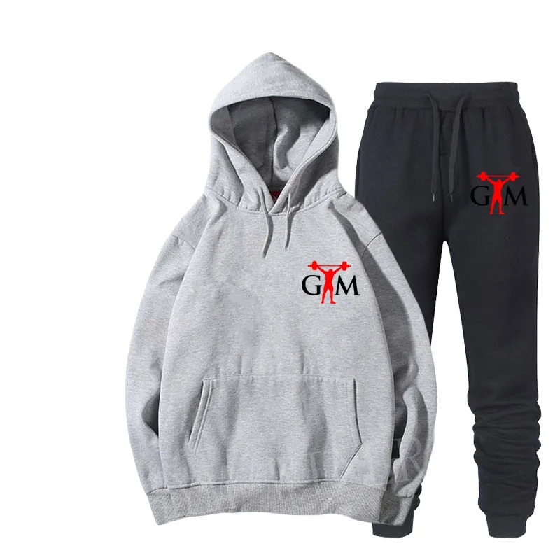 28 New GTM Brand Tracksuit Men Thermal Men Sportswear Sets Fleece Thick Hoodie+Pants Sporting Suit Casual Sweatshirts Sport Suit - Цвет: 28