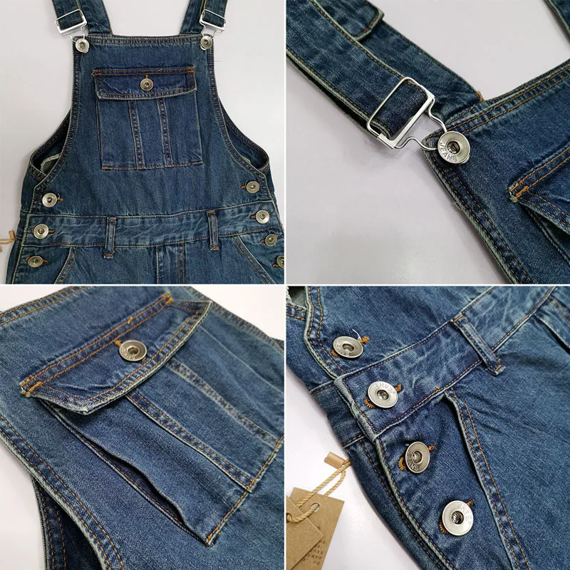 Men's Overalls Jumpsuit Large Size Strap Straight Blue Jeans With 7 Pockets More Sizes 30-48 50 4